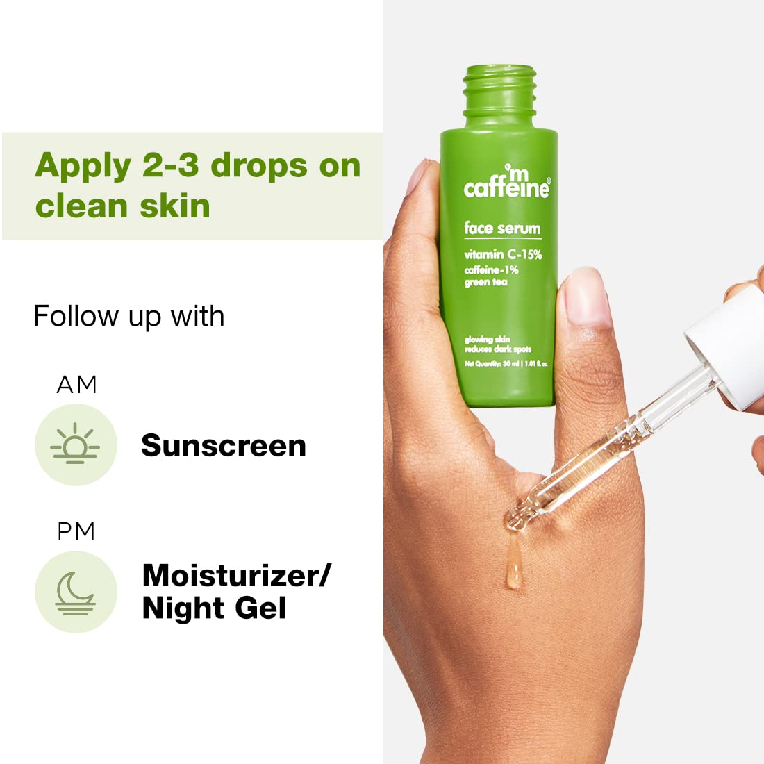 mCaffeine 15% Vitamin C Face Serum for Pigmentation & Dark Spot | Revives Dull Skin & Protects Against Sun Damage | Day & Night Serum for Face - 30ml 30 ml (Pac