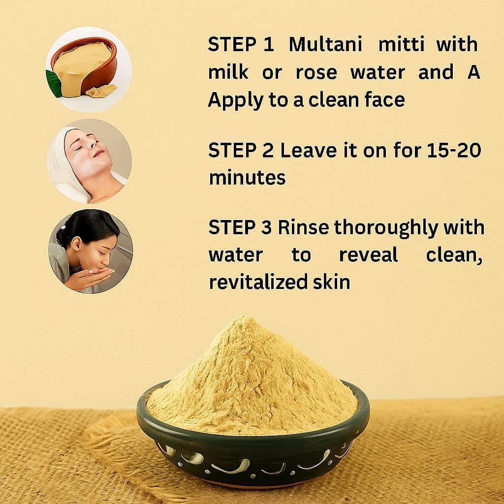 Natural Multani Mitti Stone Form (Fullers Earth/Calcium Bentonite Clay) For Face 200 Gram