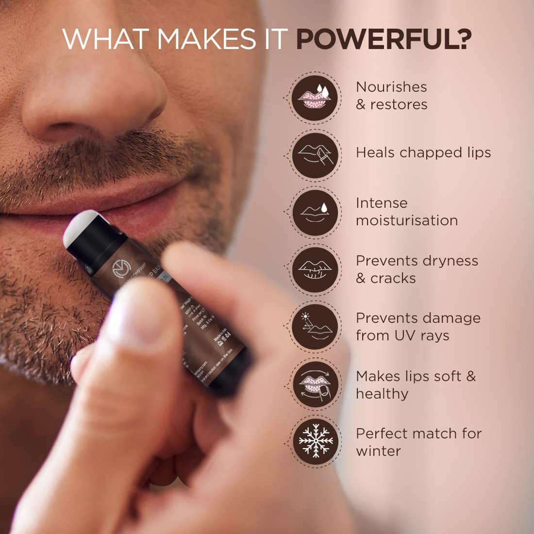 The Man Company Nourishing Lip Balm for Soft & Moisturised Lips - 4gm | Enriched with Vitamin E, Almond & Olive Oil | Prevents Dry, Chapped Lips