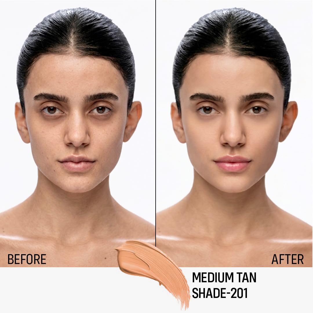 FLiCKA Professional HD Liquid Foundation With SPF Long Lasting High Coverage Waterproof - Med 201