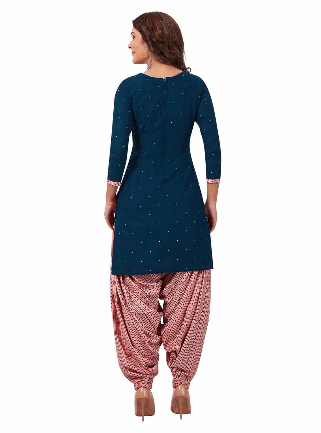 Miraan Cotton Printed Readymade Salwar Suit For Women (BANDCOLOR917) S Blue