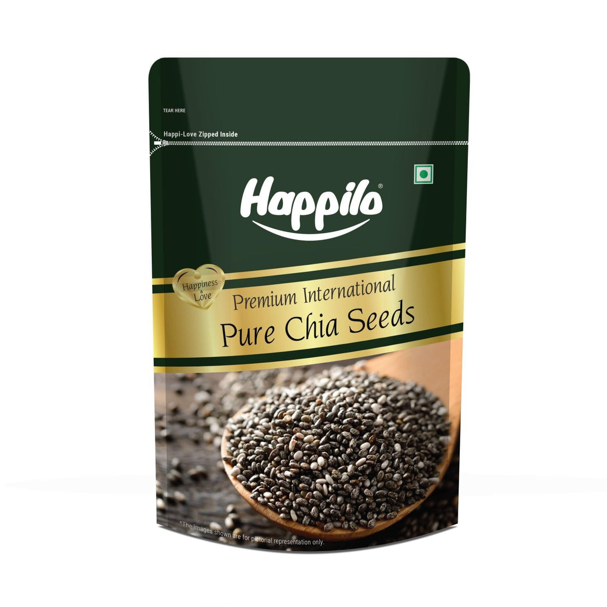 Happilo Premium Raw Chia Seeds 200g (Pack of 1) | Seed for Eating | Healthy Snacks | Good for Weight Management | Nutrient-Rich Superfood, High in Omega-3 Fatty