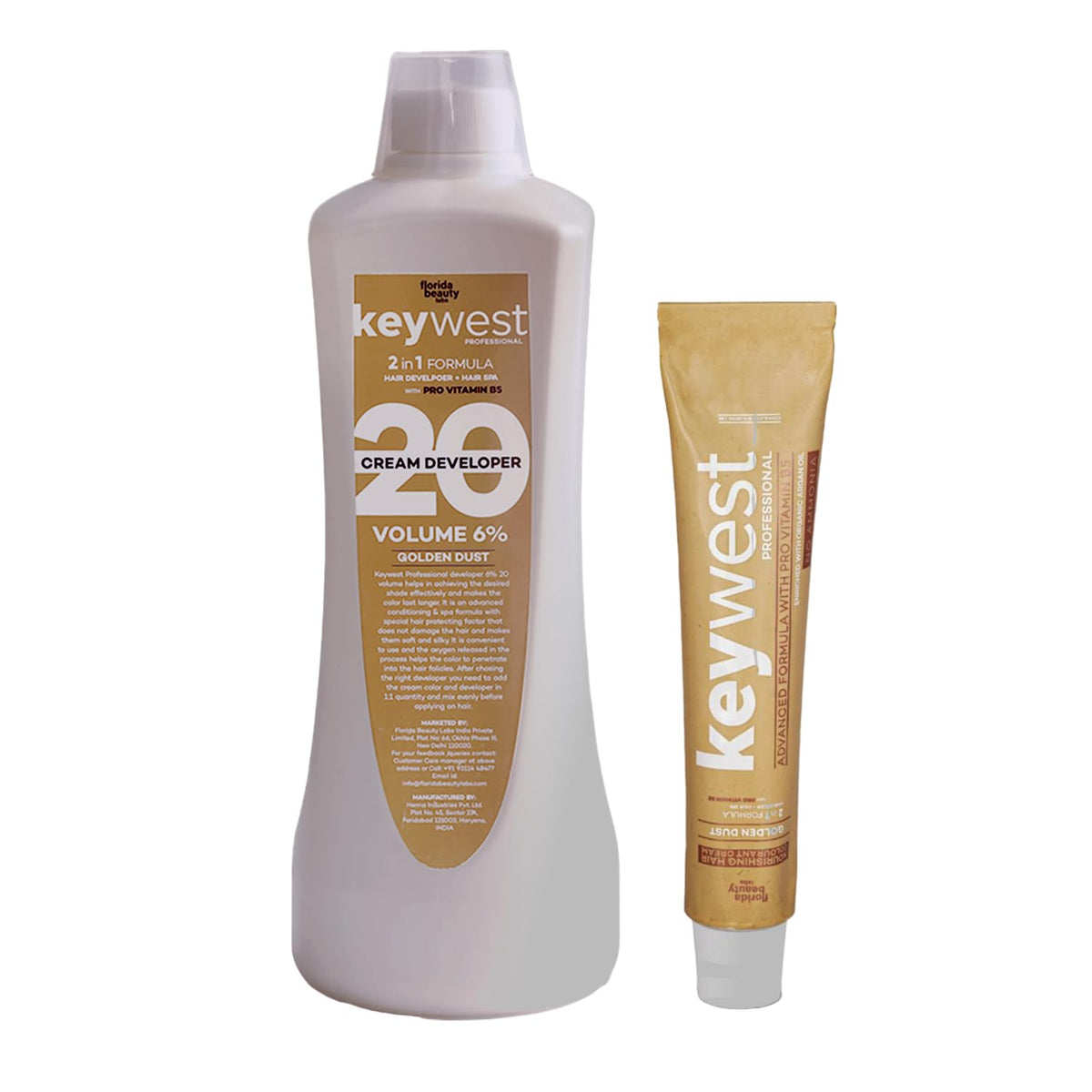Keywest Professional Hair Color Developer 20 Volume 6% 1000ml + Hair Color Tube No. 3 Dark Brown 80gm (Ammonia Free) | 2in1 Formulation with Enriched Pro Vitami