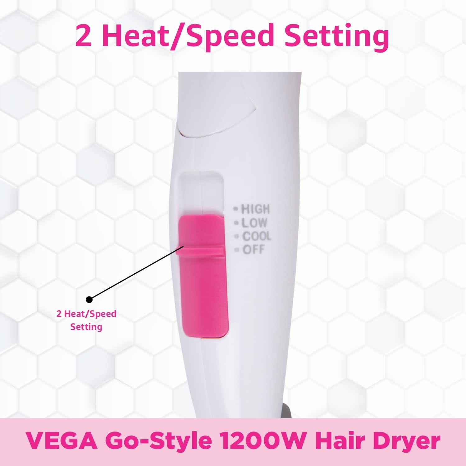 VEGA - 1200 Watts Go Style Foldable Hair Dryer With Heat & Cool Setting (VHDH-18)