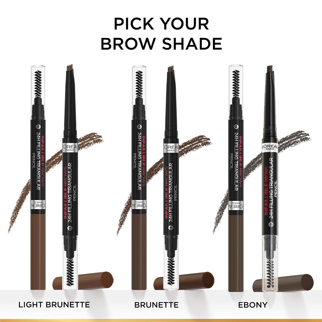 L’Oreal Paris Infallible 24H Brow Filling Triangular Pencil- 1.0 Ebony, 1g