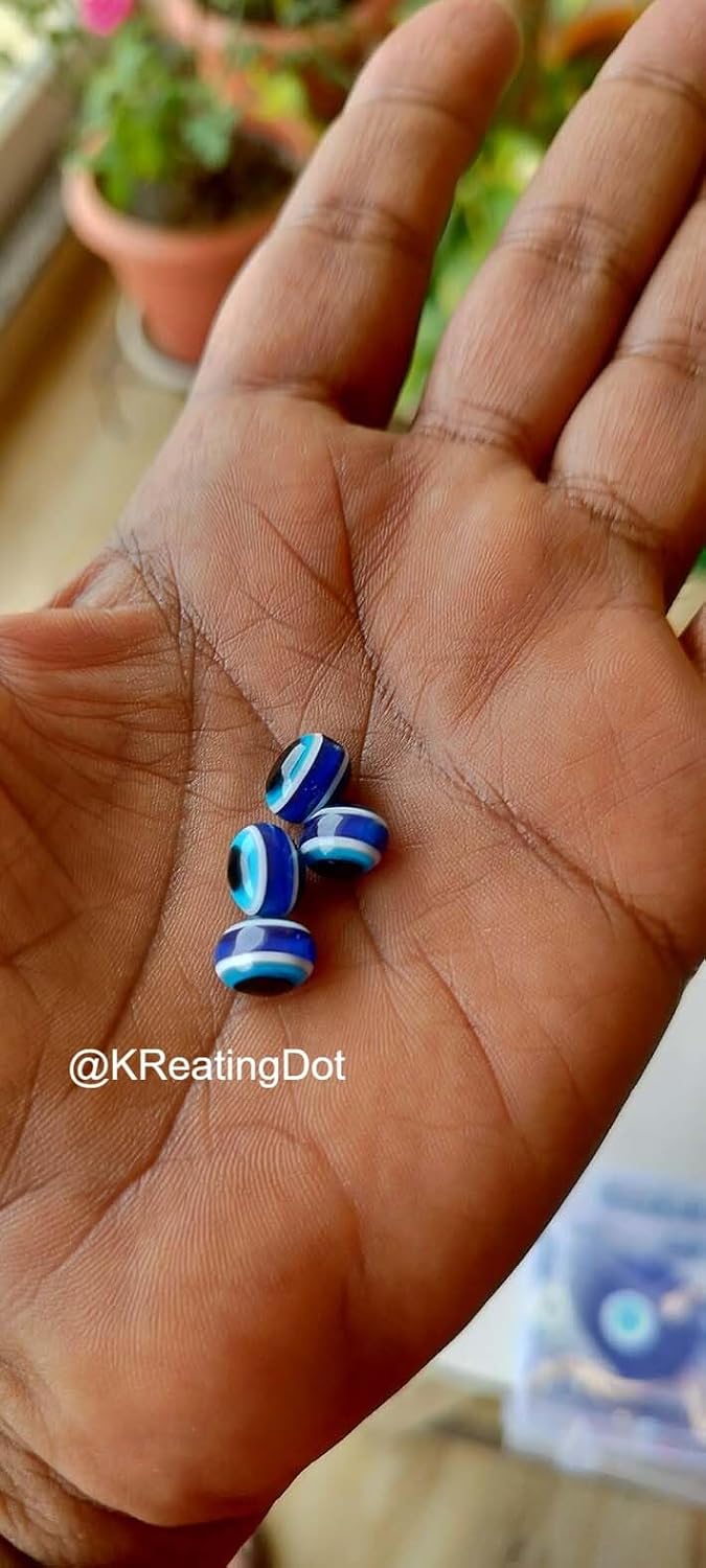 50 Pieces Evil Eye Oval Blue Origional Protection Acrylic Beads | Bring Good Fortune, Health & Happiness | Beads for Craft, Key Chain & Jewellery Making | Size