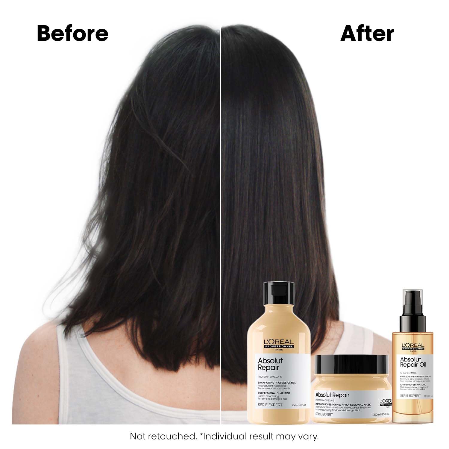 L'Oréal Professionnel Absolut Repair Shampoo for Dry & Damaged Hair | Professional shampoo for Strengthening and Repairing Hair, With Protein & Omega-9, For Men & Women, 300ml