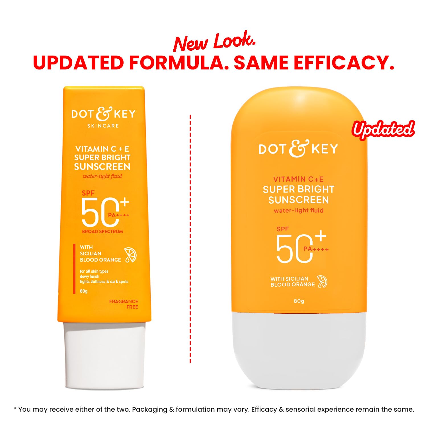Dot & Key Vitamin C + E Super Bright Sunscreen In-Vivo Tested SPF 50+ PA++++ With New-Age UV Filters, Water-Light Fluid, Boosts Glow, Reduces Dullness & Dark Spots, Checks Tanning, No White Cast | 80G,Pack Of 1