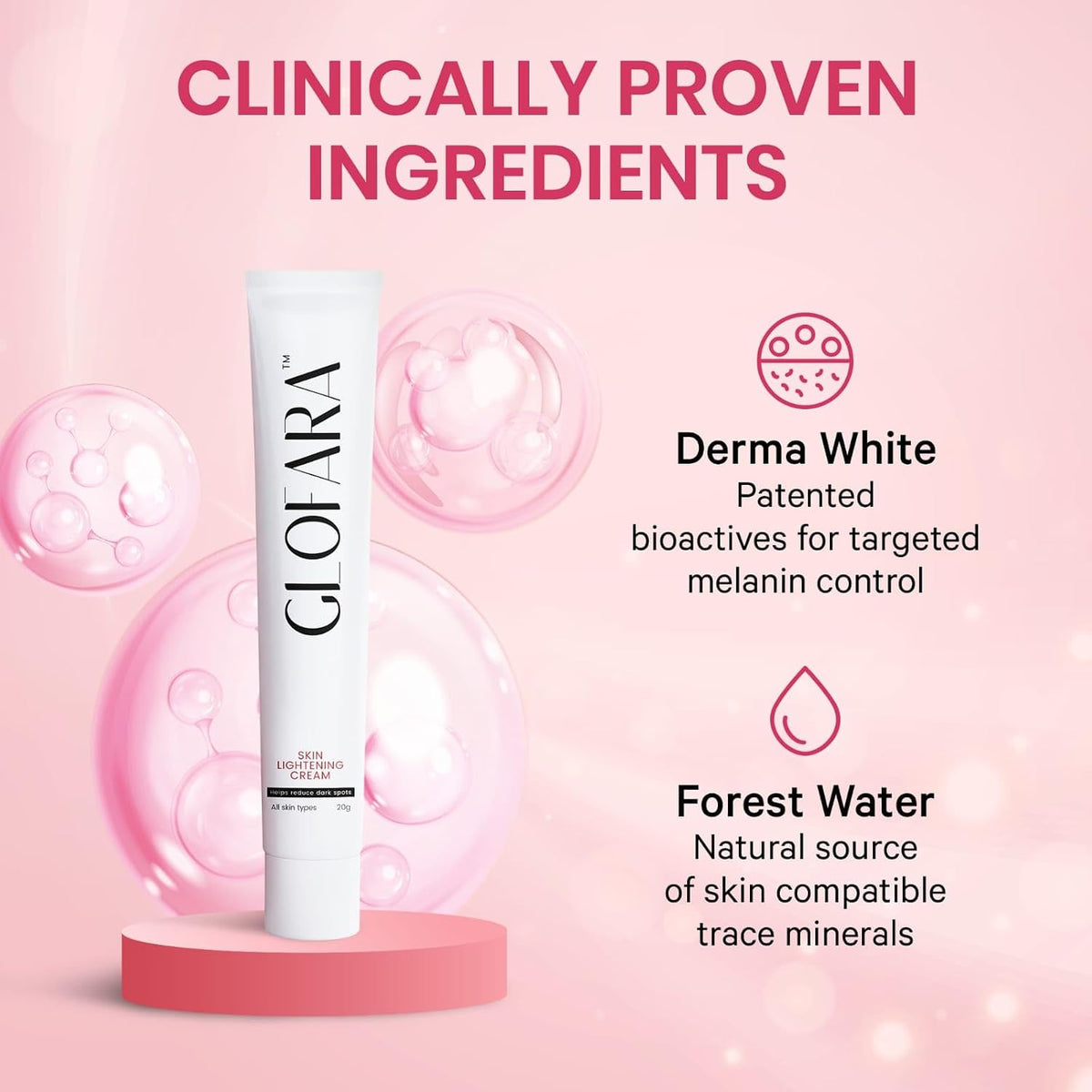 Skin Lightening Cream with Glutathione, Alpha Arbutin (Blueberry Extract), Derma White & Forest Water | Brightens, Evens Skin Tone, Reduces Dark Spots & Pigment