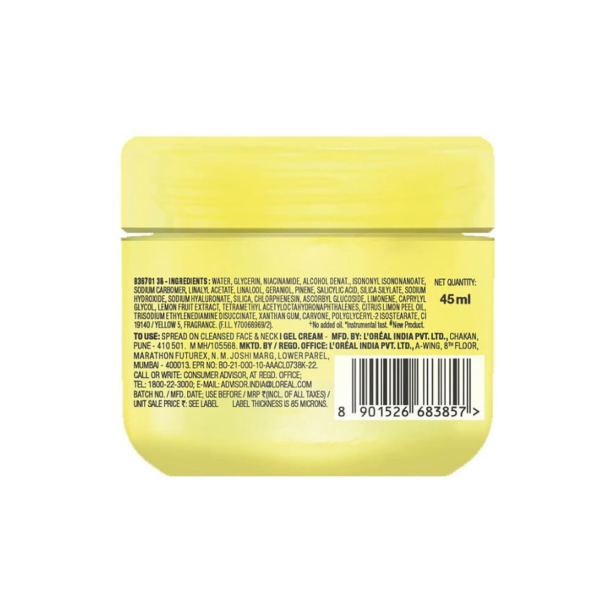 Garnier Fresh & Bright Vitamin C Gel Face Moisturizer Cream, 45ml 45 ml (Pack of 1)