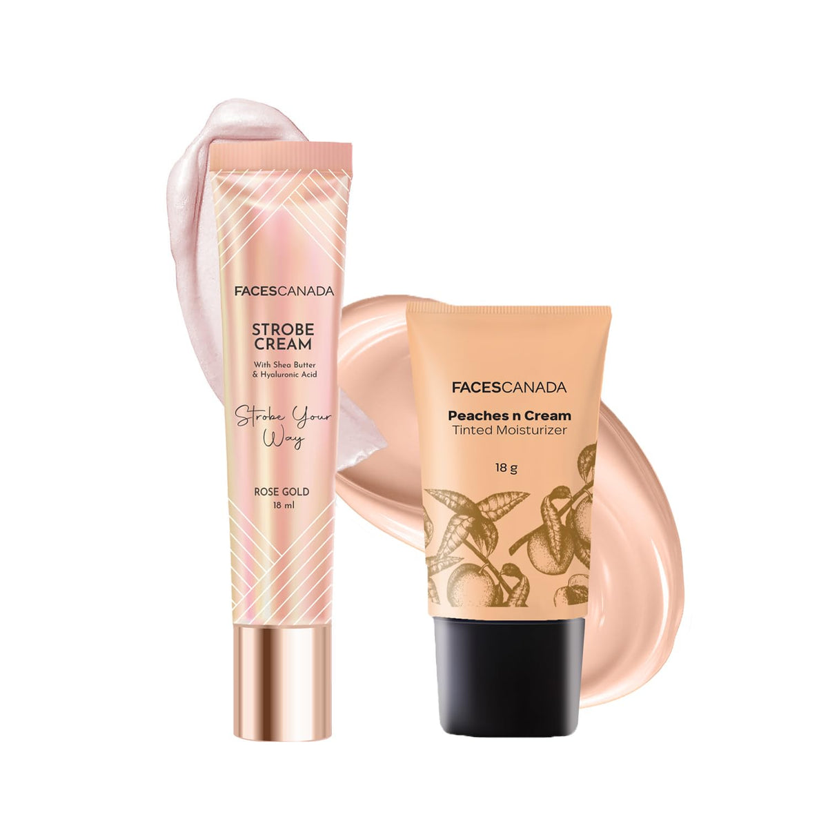 FACESCANADA Flawless Glow Combo - Strobe Cream Rose Gold (18ml) + Tinted Moisturizer - Light 01 (18 gm) | Illuminating & Glowing Makeup Base | Lightly Tinted BB