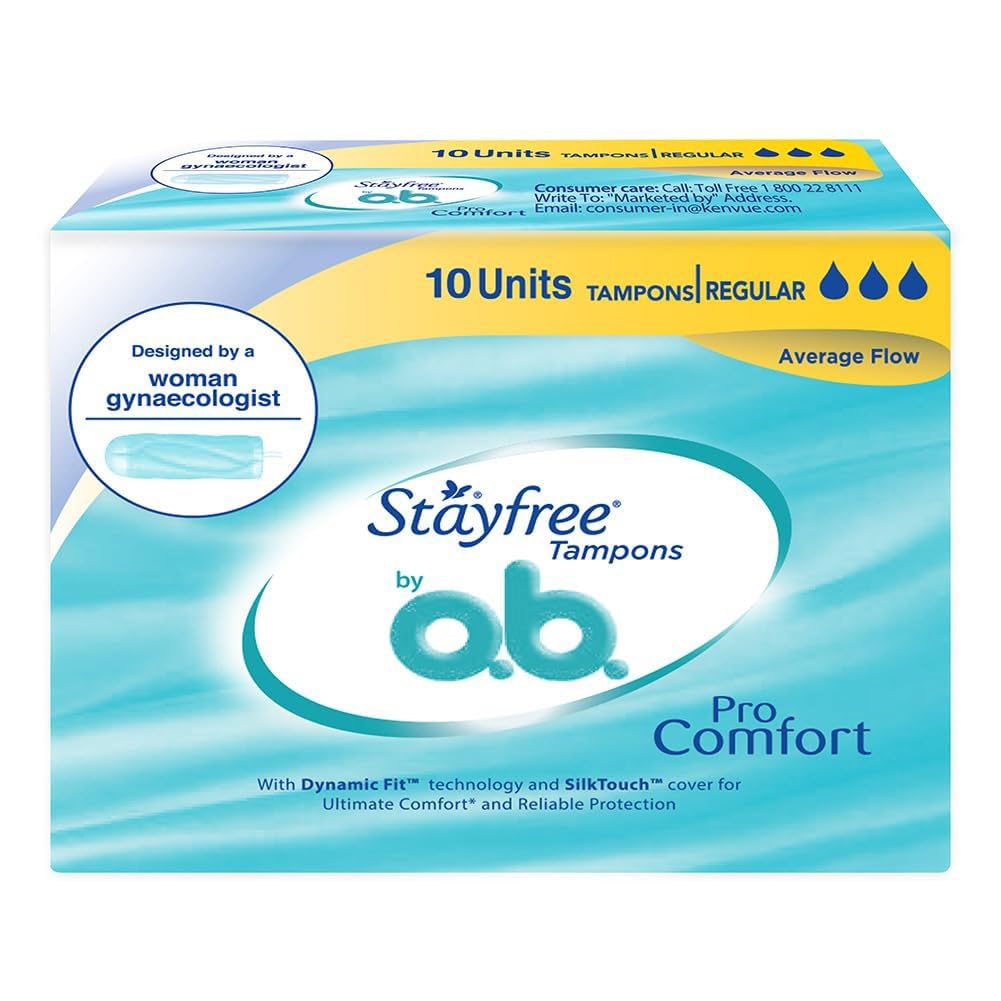 Stayfree Tampons by OB| Normal flow|10 piece| Dynamic Fit Technology| Rashfree| No skin irritation| Upto 100% leakage protection| Silk touch technology| Stain f