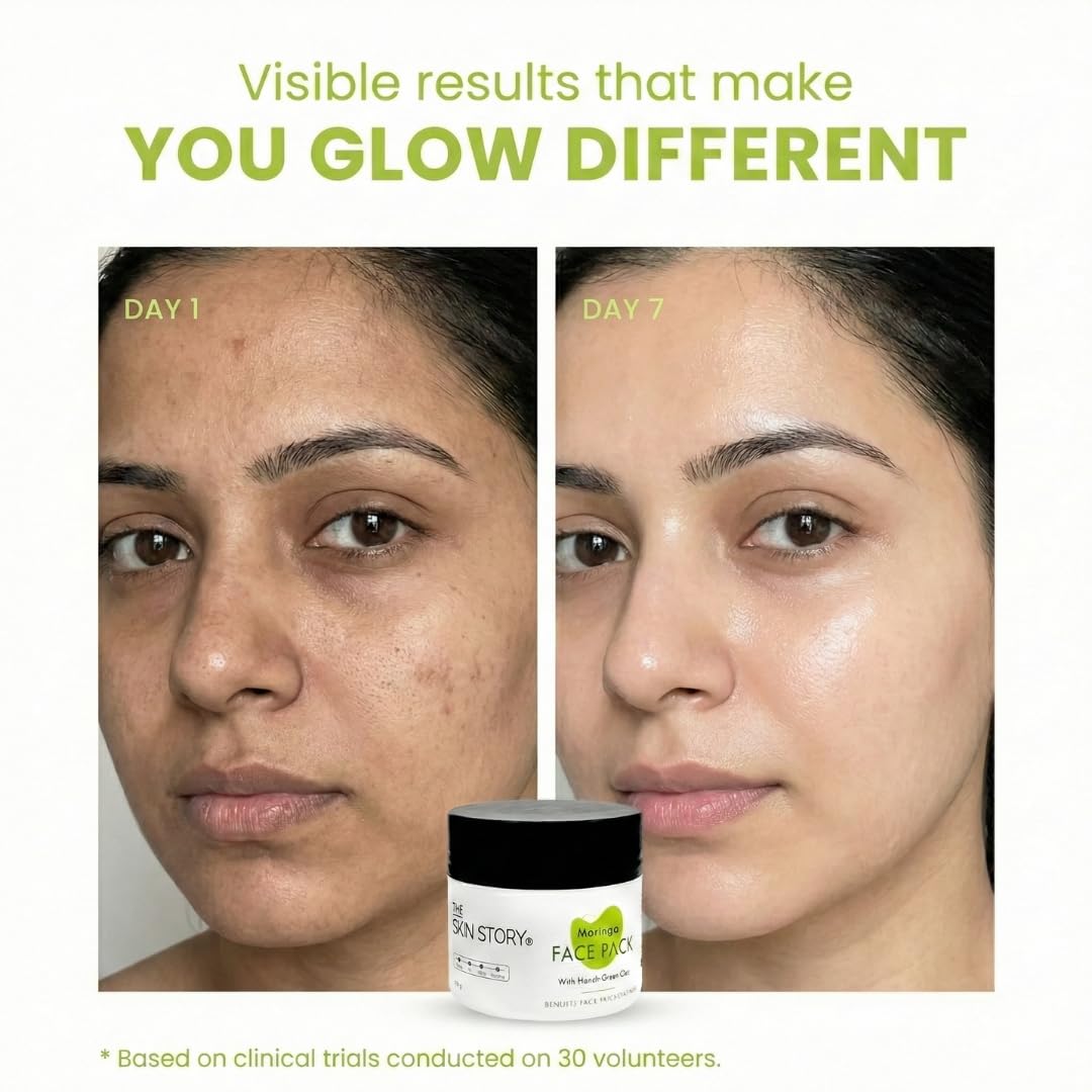 Hydrating Moringa Face Pack with Multani Mitti & French Green Clay | Deep Cleansing, Detoxifying & Brightening Face Mask | Helps Remove Tan, Control Excess Oil,
