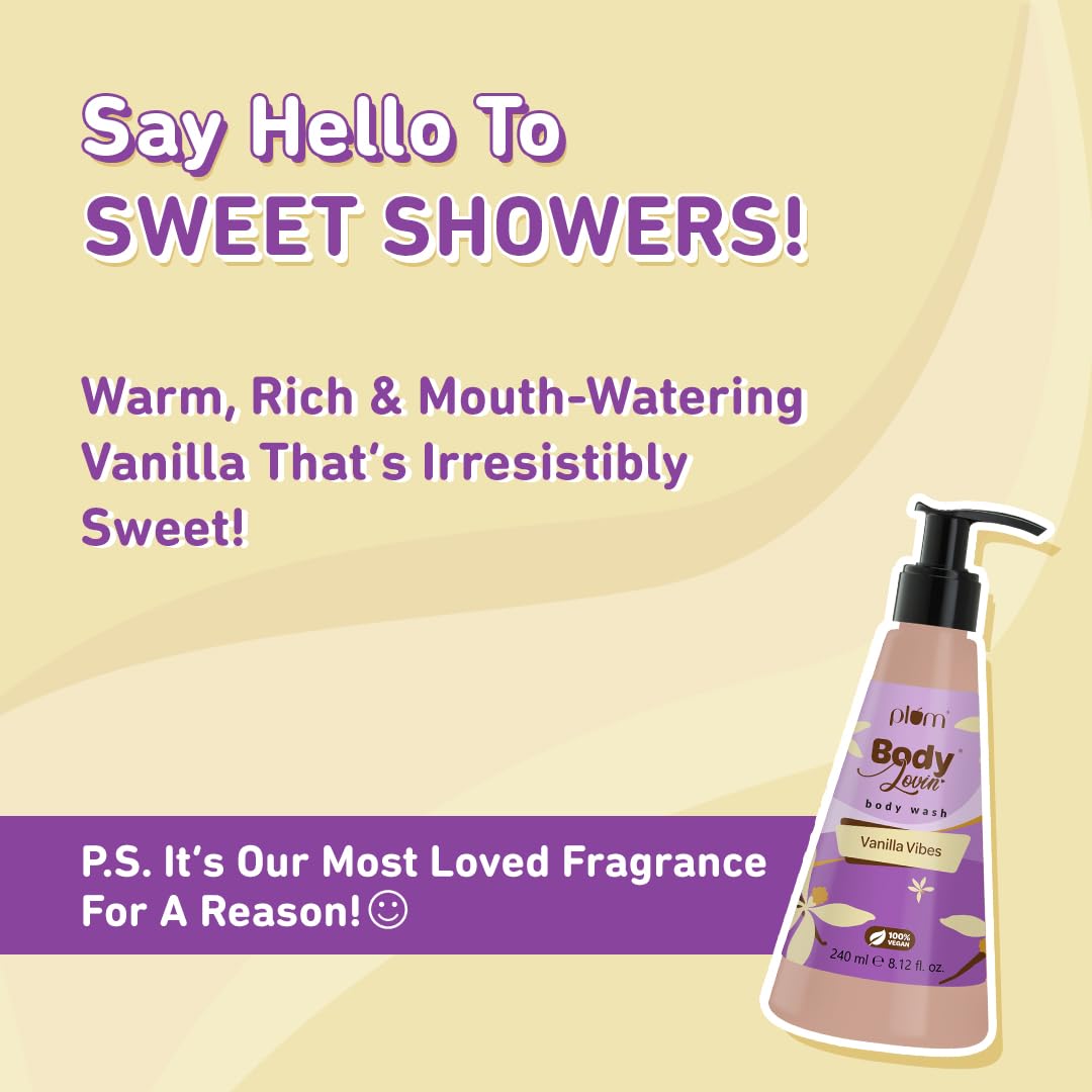 Plum Bodylovin' Vanilla Vibes Body Wash | SLS-Free Creamy Body Wash for Women | Shower Gel with Long Lasting Vanilla Fragrance | Aloe-Infused Nourishing Body Cl