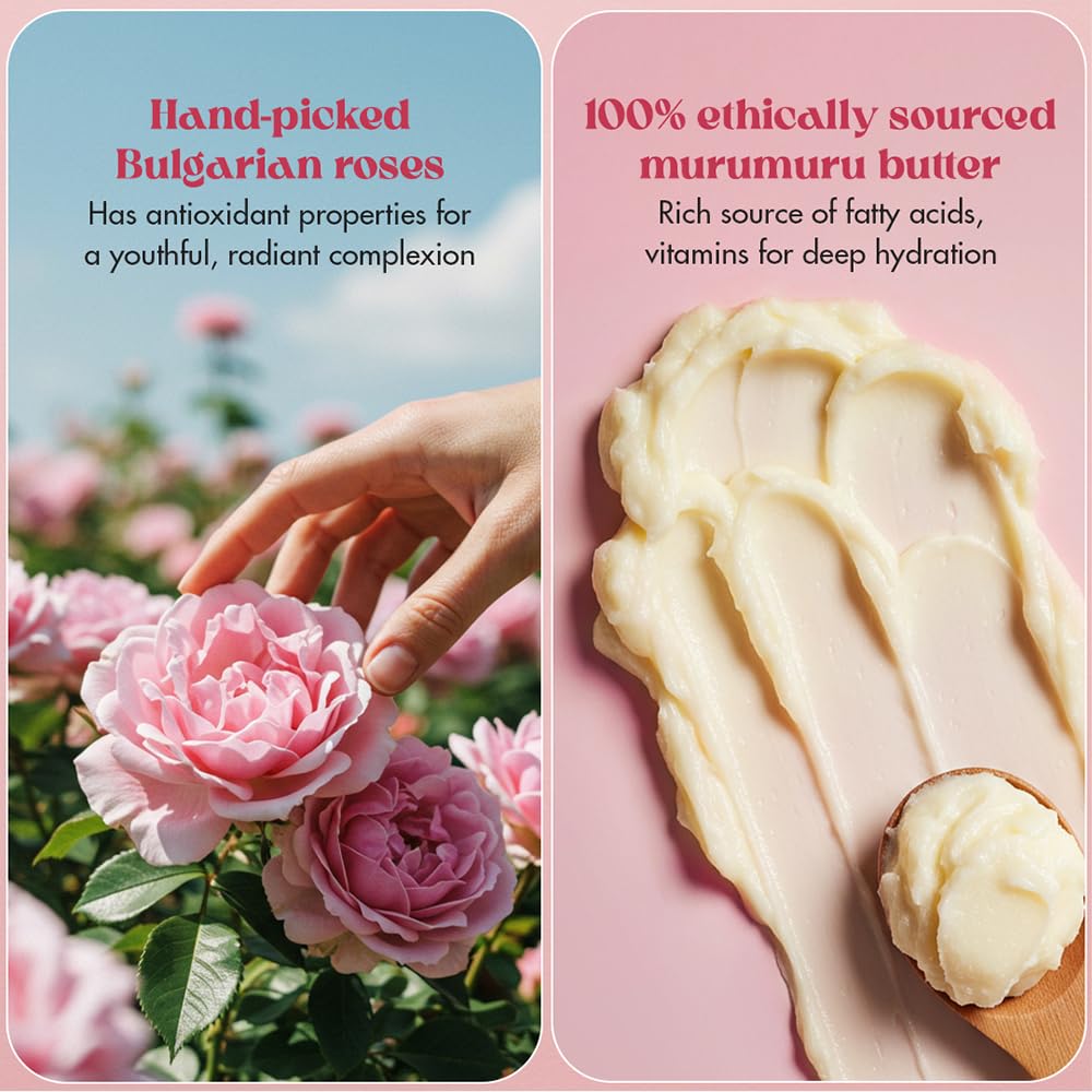 Love Beauty & Planet Natural Murumuru Butter & Rose Glow Body Lotion | 24 hour Moisturization | Non-Sticky | Fast Absorbing | For Normal to Dry Skin | Paraben Free | Vegan | Cruelty-Free | 400 ml