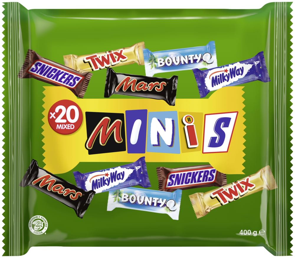 Best Of Minis Pack – Mars, Snickers, Milky Way & Bounty (400g) Bag By COUGAR | 20 Assorted Mini Bars | Perfect for Sharing, Gifting, Parties, Office Treats & Fe