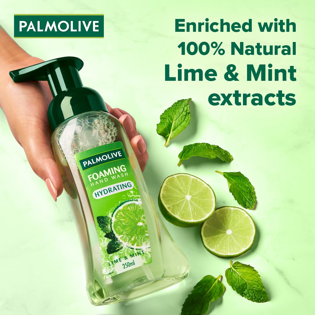 Palmolive Hydrating Foaming Lime & Mint Liquid Hand Wash, 250ml Dispenser Bottle, Removes Germs, Refreshing Fragrance 250 ml (Pack of 1) Dispenser Bottle (250ml