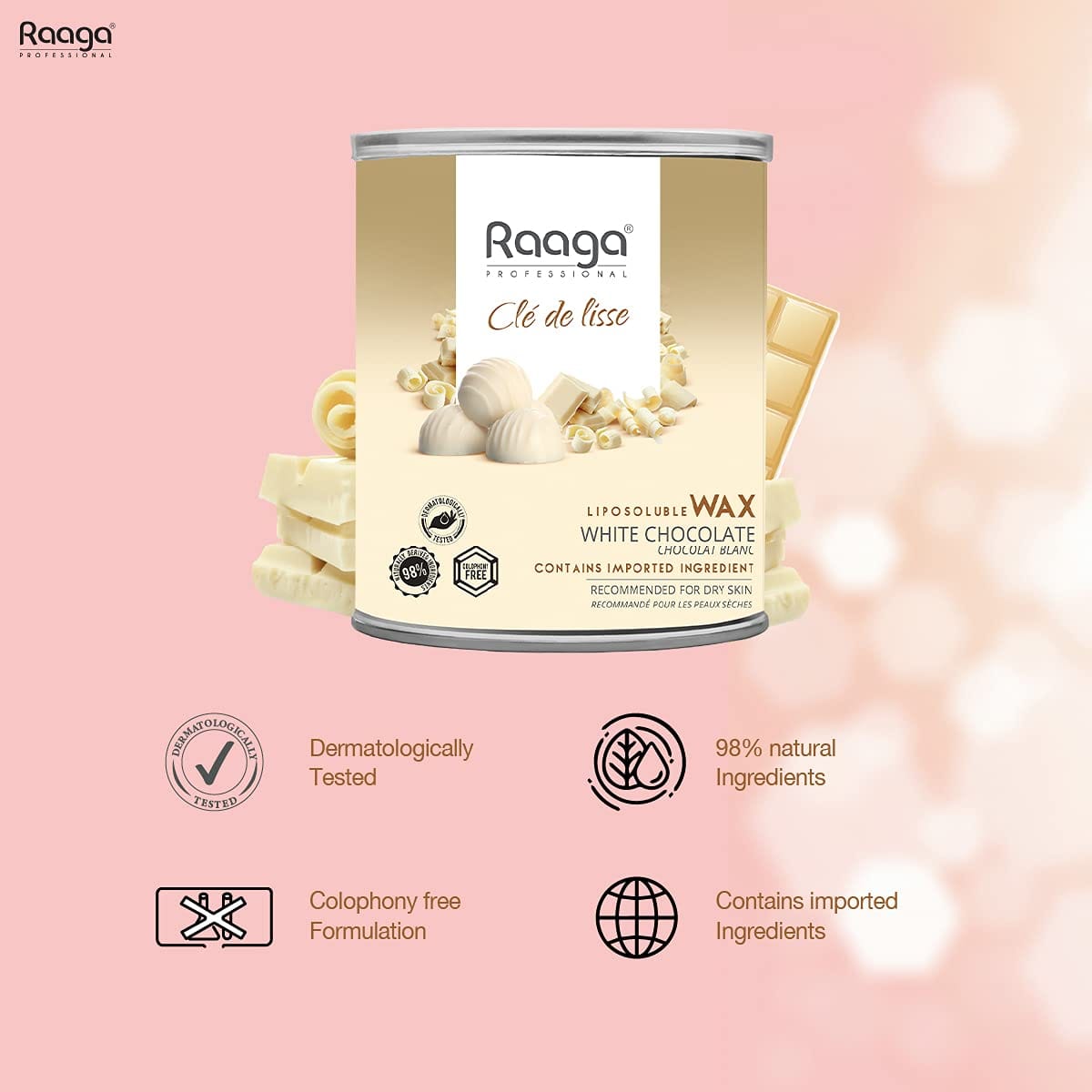 Raaga - Professional White Chocolate Liposoluble Wax For Body (800mL)