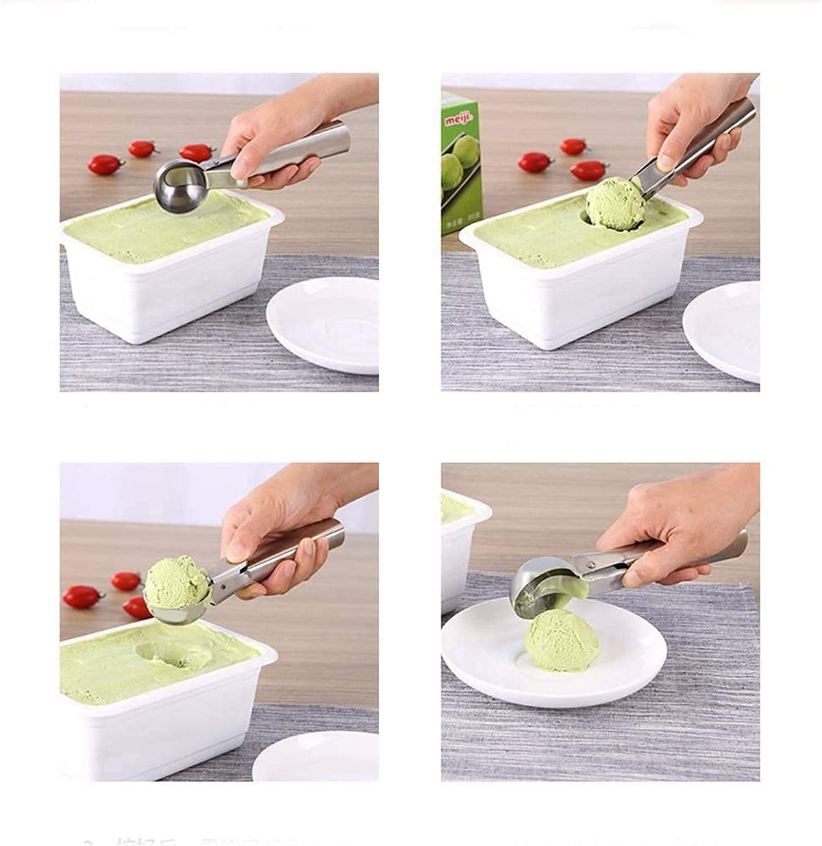 Sakoraware Multipurpose Ice Cream Scoop, Spring Handle Premium Stainless Steel Scooper for Icecream, Muffins Melon Cookie Dough Cutter, Dessert Serving Kitchen