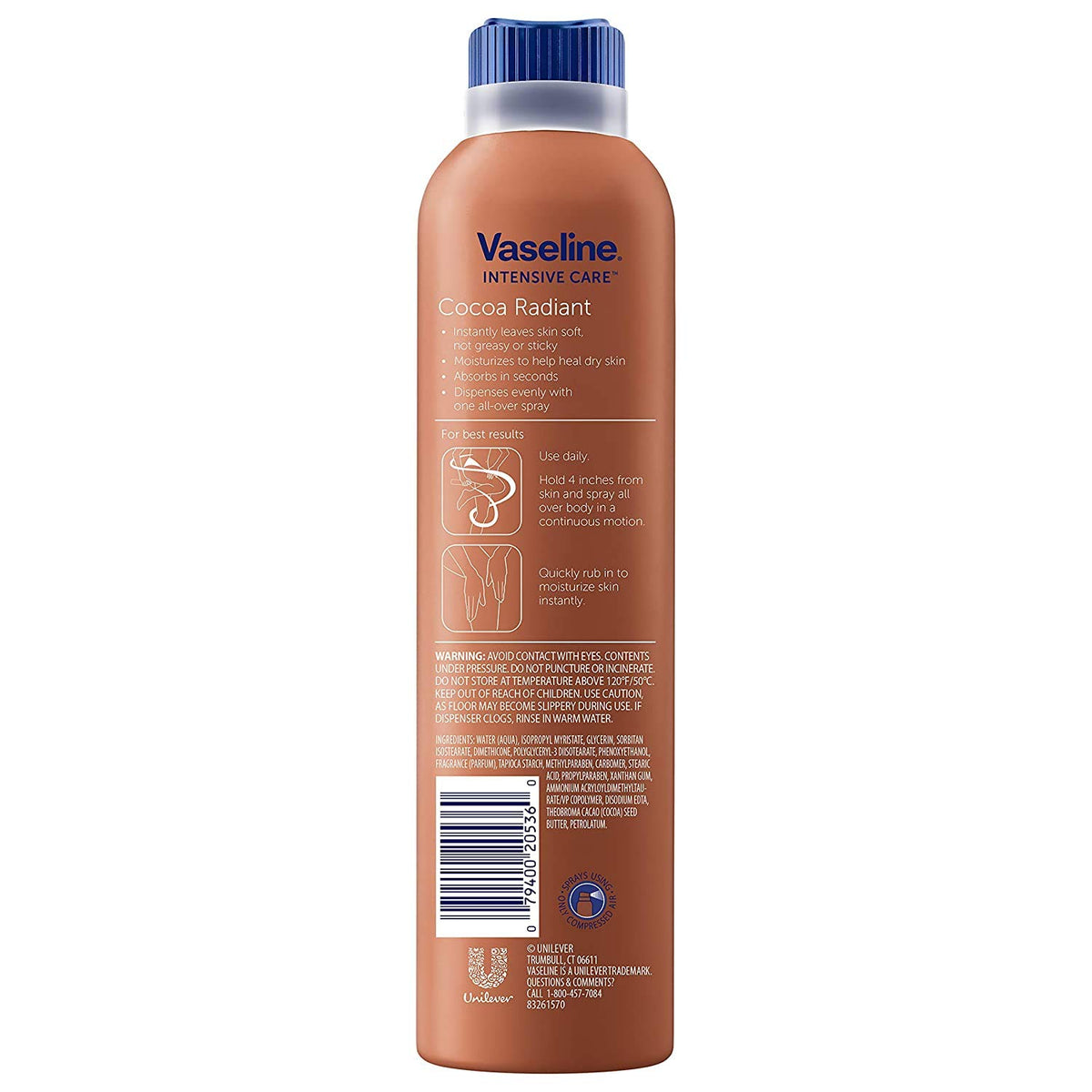 Vaseline Spray And Go Moisturizer In Cocoa Radiant, 6.5 Ounce