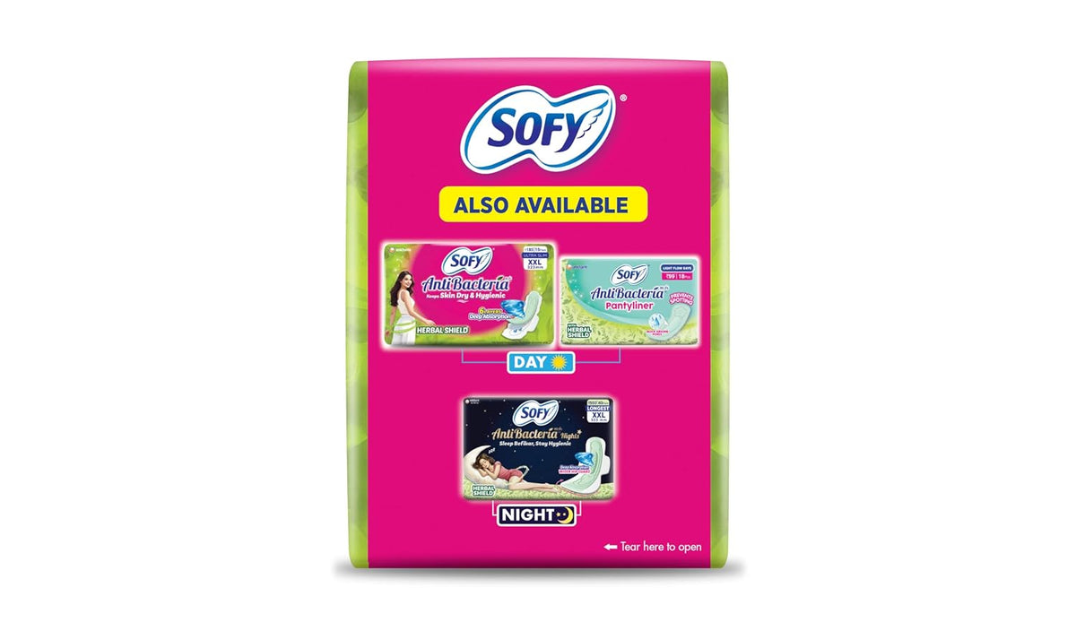 Sofy AntiBacteria XL - 290mm | 51 Count pads | For Women Sanitary Pads | Keep Skin Dry | 6 Layer Deep Absorption | Herbal Shield | Hygiene & Herbs | X-Large One