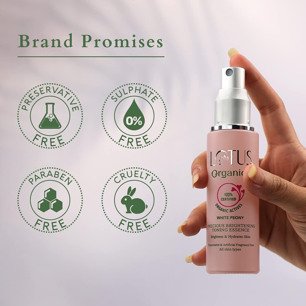 Lotus Organics+ Precious Brightening Toning Essence | 100% Certified Organic White Peony | Minimises Pores & Restores Skin's pH Levels | Sulphate & Paraben Free