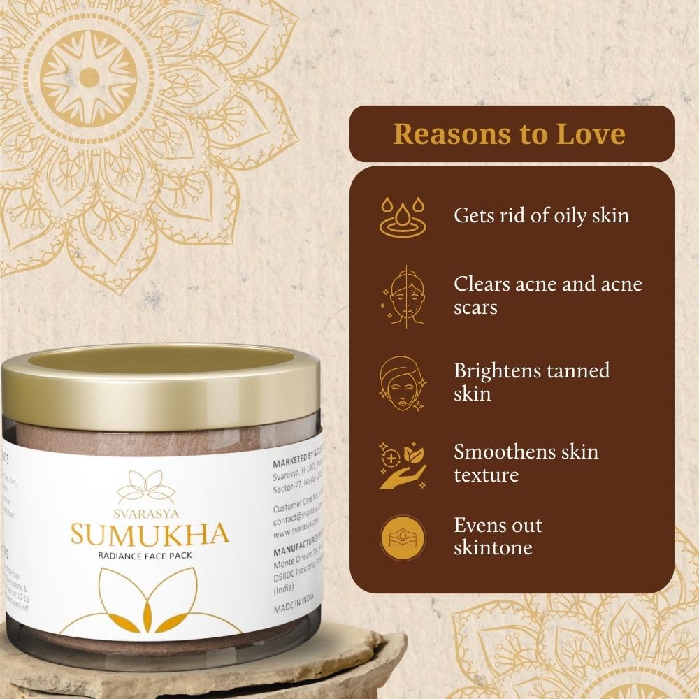 Svarasya Sumukha Ayurvedic Face Pack for women (ubtan powder) | The Ancient Fairness Face pack powder with Natural Ingredients (Sandalwood powder, Licorice powd