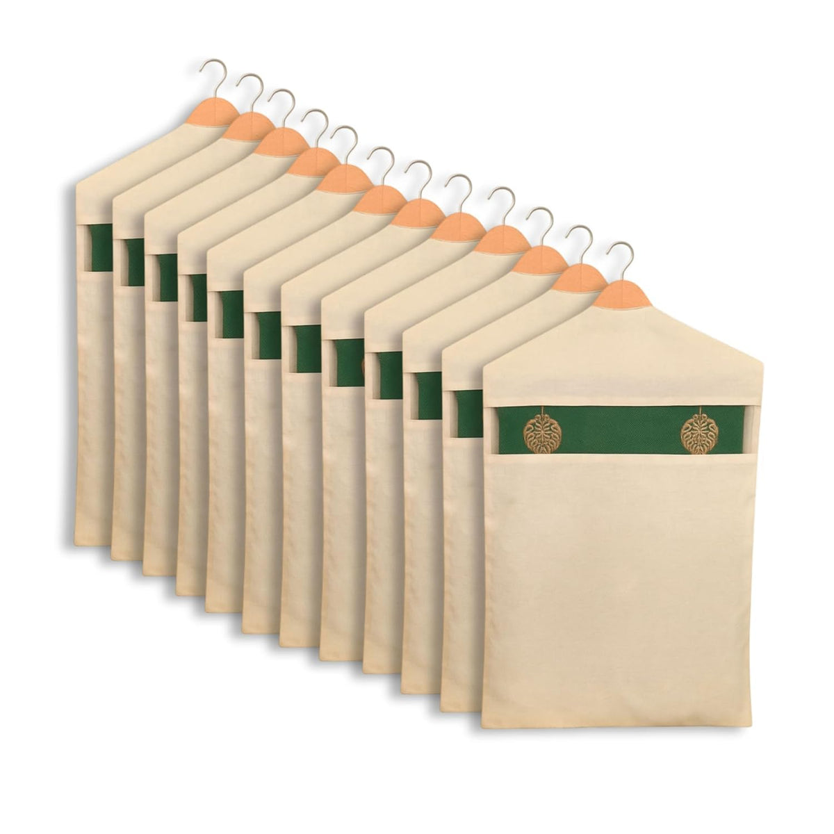 Hanging Cotton Saree Covers with Zip (Set of 12) of 30x 18 (Inches) For saree storage bags | Haniging Cotton Saree Cover/Bags for Saree/clothes (HANGERS ARE NOT