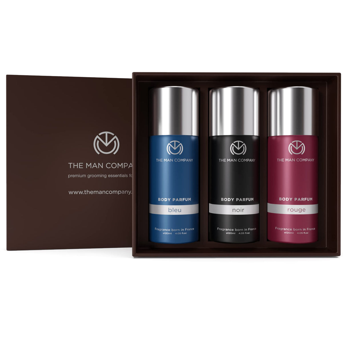The Man Company Trio Body Perfume for Man | Noir, Bleu, Rouge Deodorant Set | Premium Long Lasting Fragrance | Body Spray Combo Pack | Gift Set for Man - (120ml