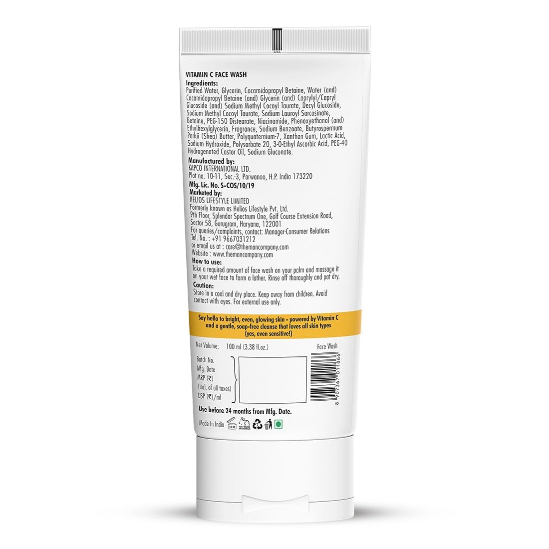 The Man Company Vitamin C Face Wash with Turmeric and Moringa | Paraben Free - 100ml, Pack of 2 | Face Wash For Man
