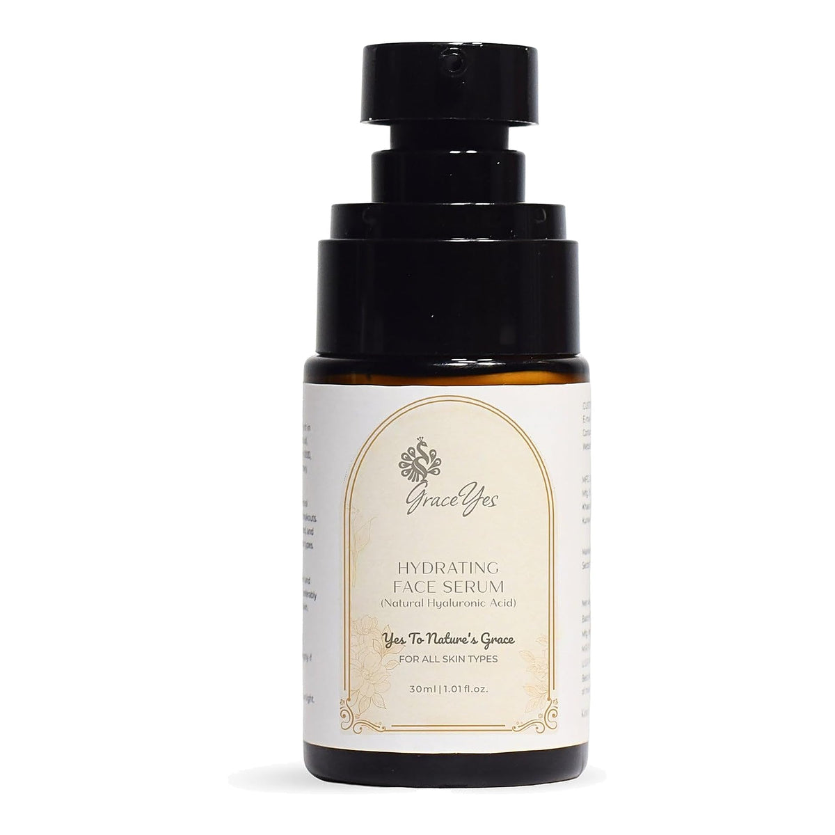 Hydrating Face Serum with Hyaluronic Acid, Rosehip & Saffron | For Dry, Dehydrated Skin, Plump & Dewy Look | Paraben & Silicone Free | 30 ml