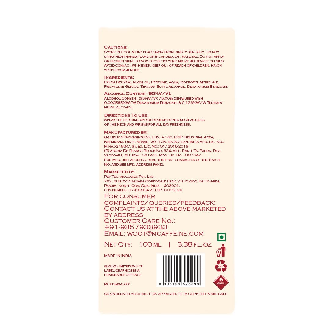 FIEN by mCaffeine Bite of Desire Perfume for Women | Floral Gourmand Scent | 12 Hrs Long Lasting Eau De Parfum with Lavender, Vanilla, Cocoa Premium & Luxurious