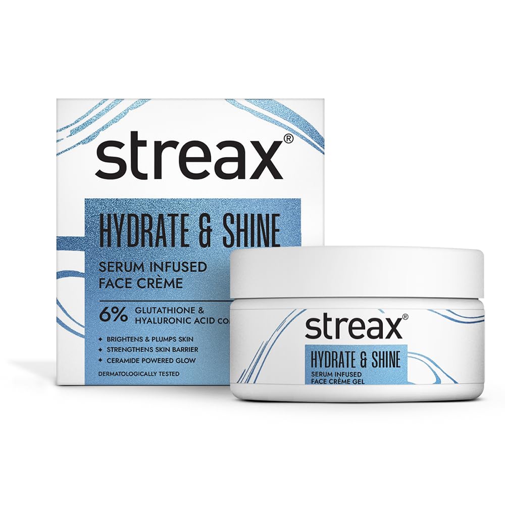 Streax Hydrate & Shine Serum Infused Face Cream Gel, 50 gm with 6% Glutathione & Hyaluronic Acid Complex