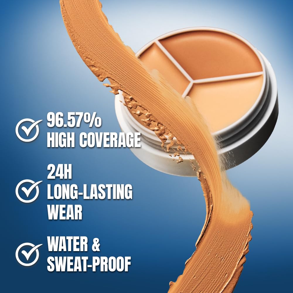 TFIT Multi-Use Pot Concealer - Triple Palette | High-Pigmented, Full Coverage & Crease-Proof | Korean Concealer for Dark Circles, Redness & Blemishes (05 Deep, 0.52 Oz)