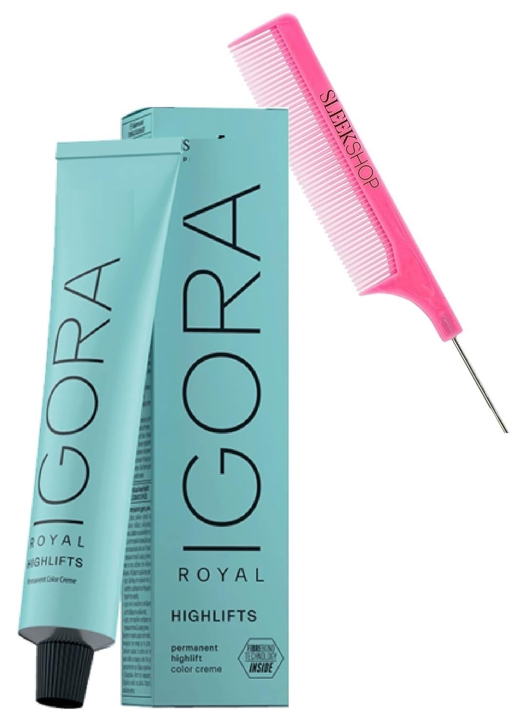Sleekshop Comb + IGORA ROYAL HIGHLIFTS (10-0) Schwarzkapf Professional PERMANENT HIGH LIFTS Creme Hair Color Dye, 100% Coverage Cream Haircolor (with SLEEKSHOP