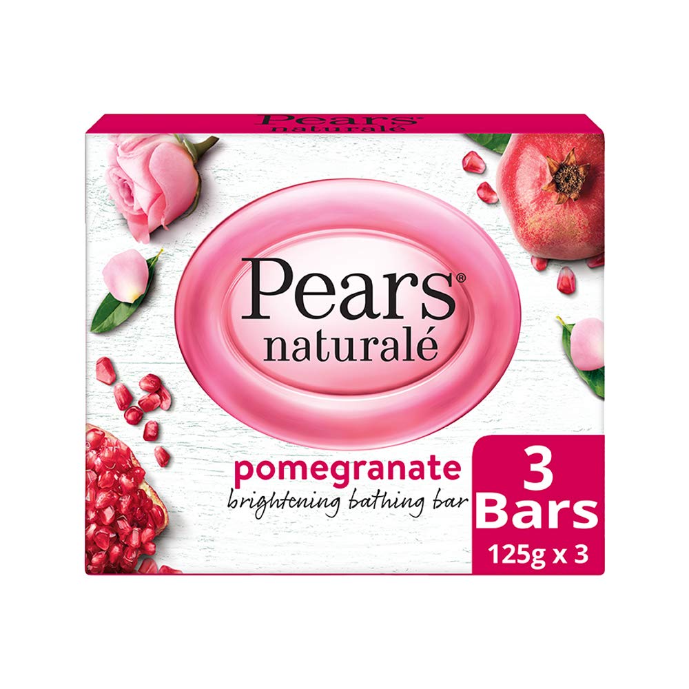 Pears Naturalé Pomegranate Brightening Bathing Soap Bar, 125 g (Pack of 3) & Pears Naturale Nourishing Coconut Water Bodywash, 250 ml Pears Naturale + Bodywash