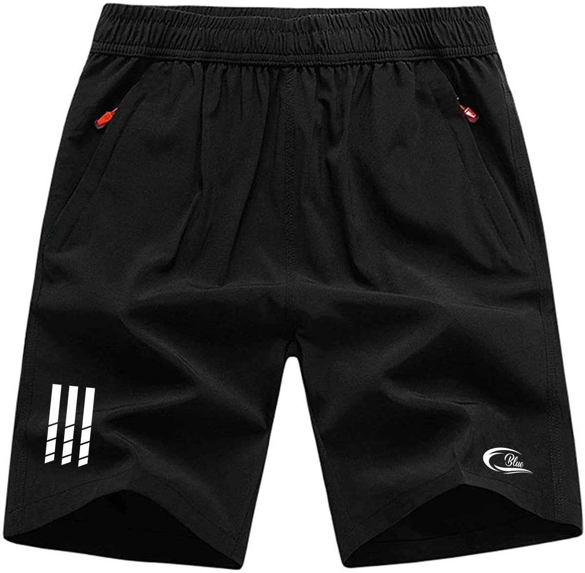 CBlue Men's Outdoor Quick Dry Lightweight Sports Shorts with 2 Zipper Pockets, Breathable Hiking Running Gym Workout Athletic Shorts Combo of 2 2XL Black / Dark