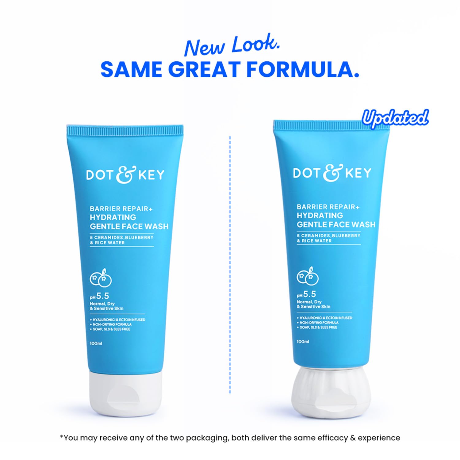 DOT & KEY Barrier Repair + Hydrating Gentle Face Wash With Probiotic | Ceremide Face Wash | For Dry Skin,Normal Skin & Sensitive Skin | Gently Cleanses Skin From Dirt & Oil For Unisex,100Ml