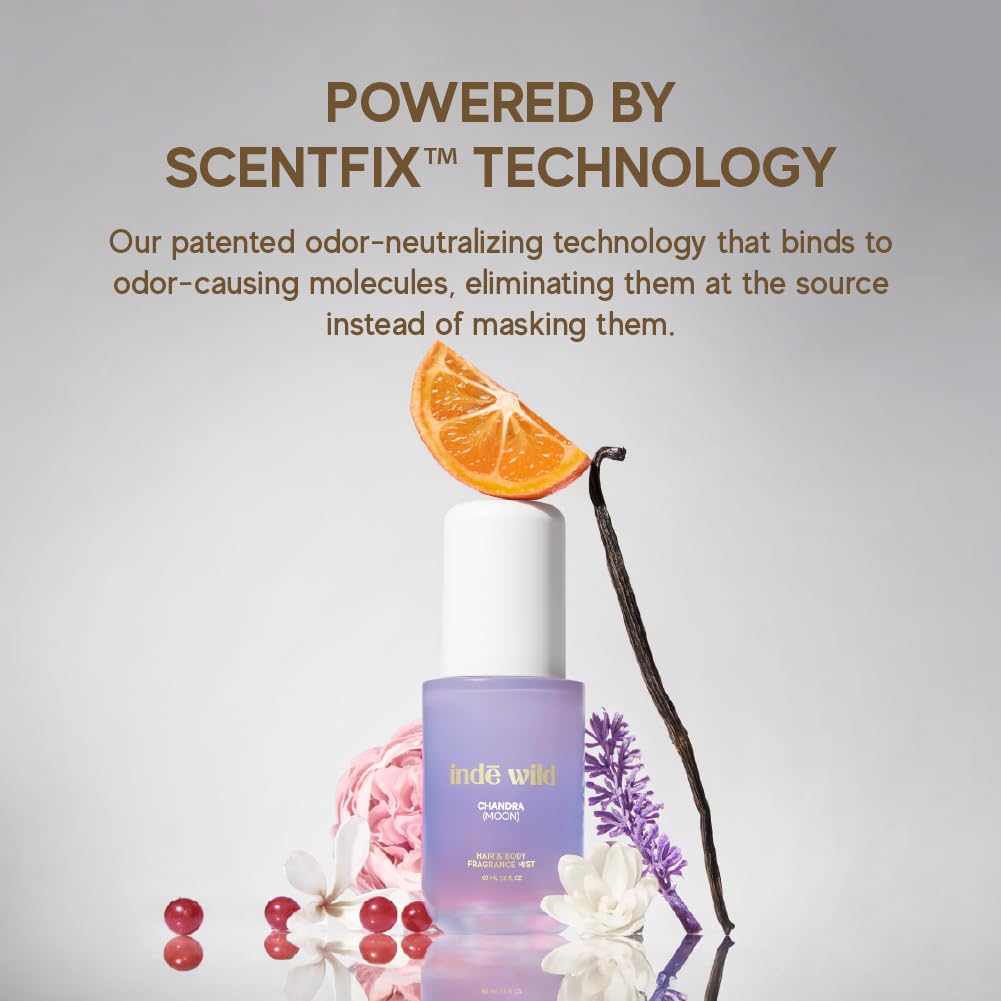 indē wild Chandra Hair & Body Mist | Non-Irritating, Non-Drying | Fruity, Warm, Rich | Tuberose, Patchouli, Pink Berries & Vanilla Beans | 60ml