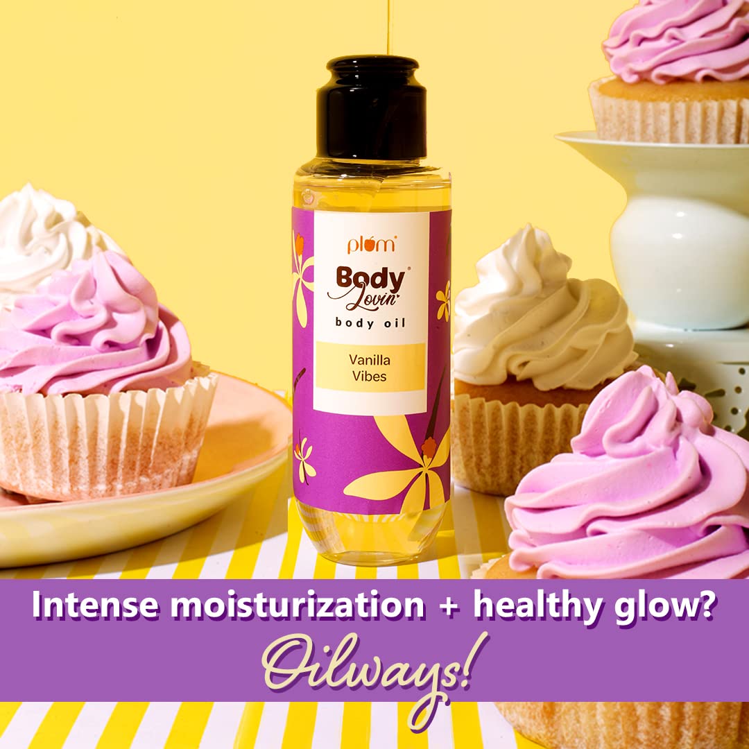 Plum BodyLovin' Vanilla Vibes Body Oil | Intense Moisture & Instant Glow | Long Lasting Warm Vanilla Fragrance | Non-Greasy & Lightweight | Soft & Nourished Ski