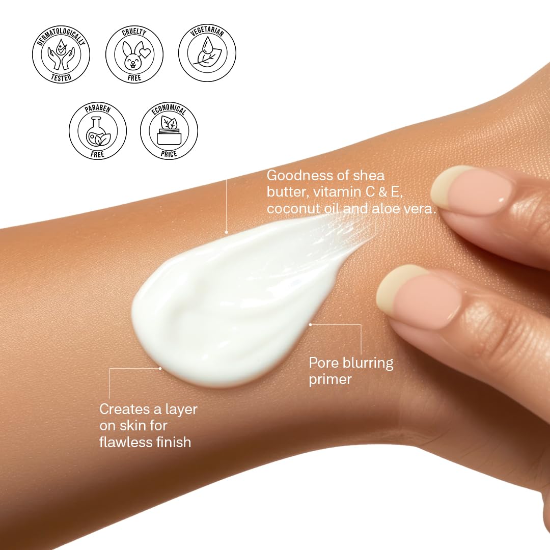 FLiCKA Silk Touch 3 in 1 Moisturizer and Primer for Face | Hydrating, Lightweight, Long-Lasting | Pore Minimizer | Dermatologically Tested | All Skin Types | Makeup Base | 60g | Cruelty-Free (Pack of 1)
