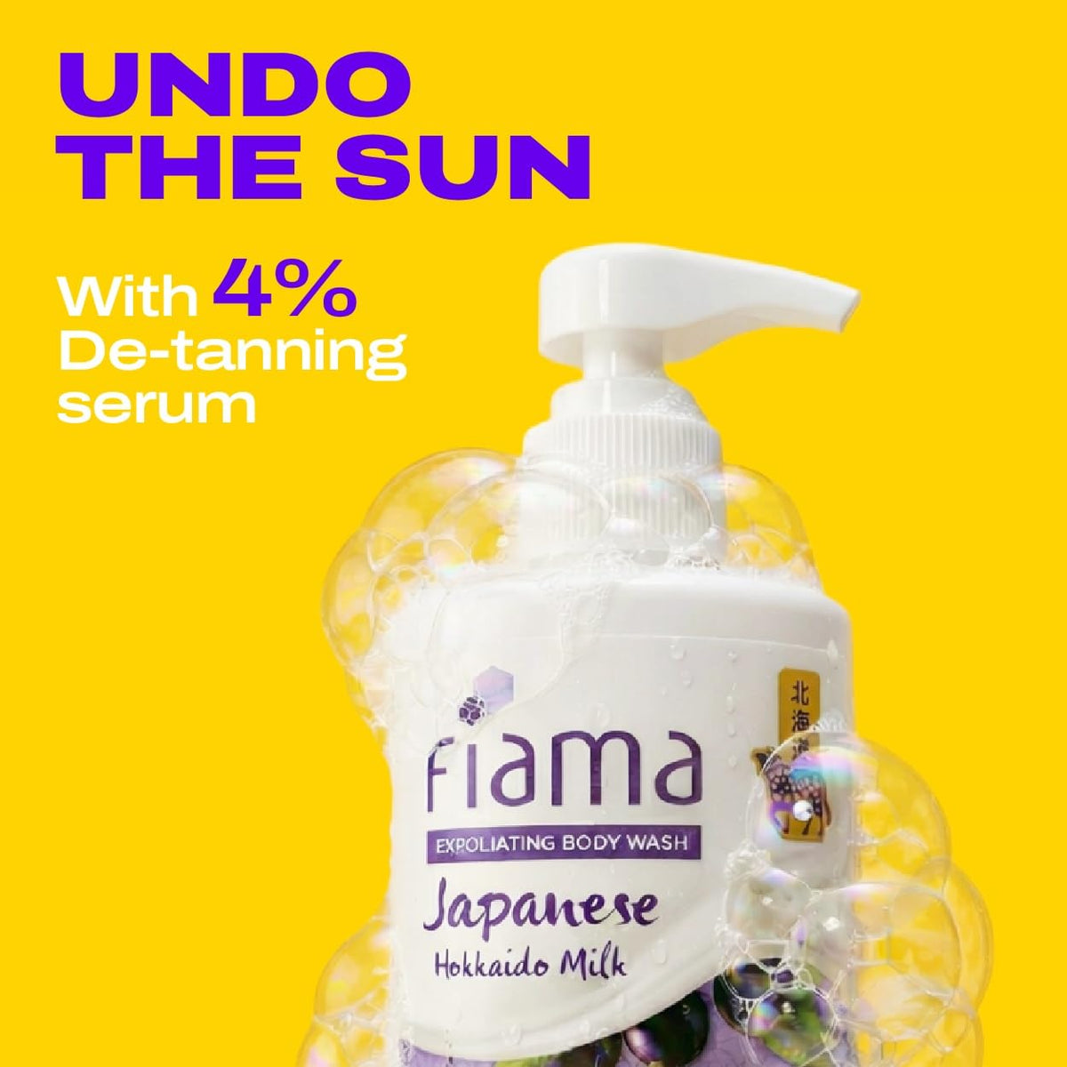 Fiama 4% Detan Serum Exfoliating Body Wash 250ml, 2% Salicylic Acid, 1% Glycolic Acid, 1% Exfoliating Tan Removal Shower Gel, Gently removes dead skin | Exotic