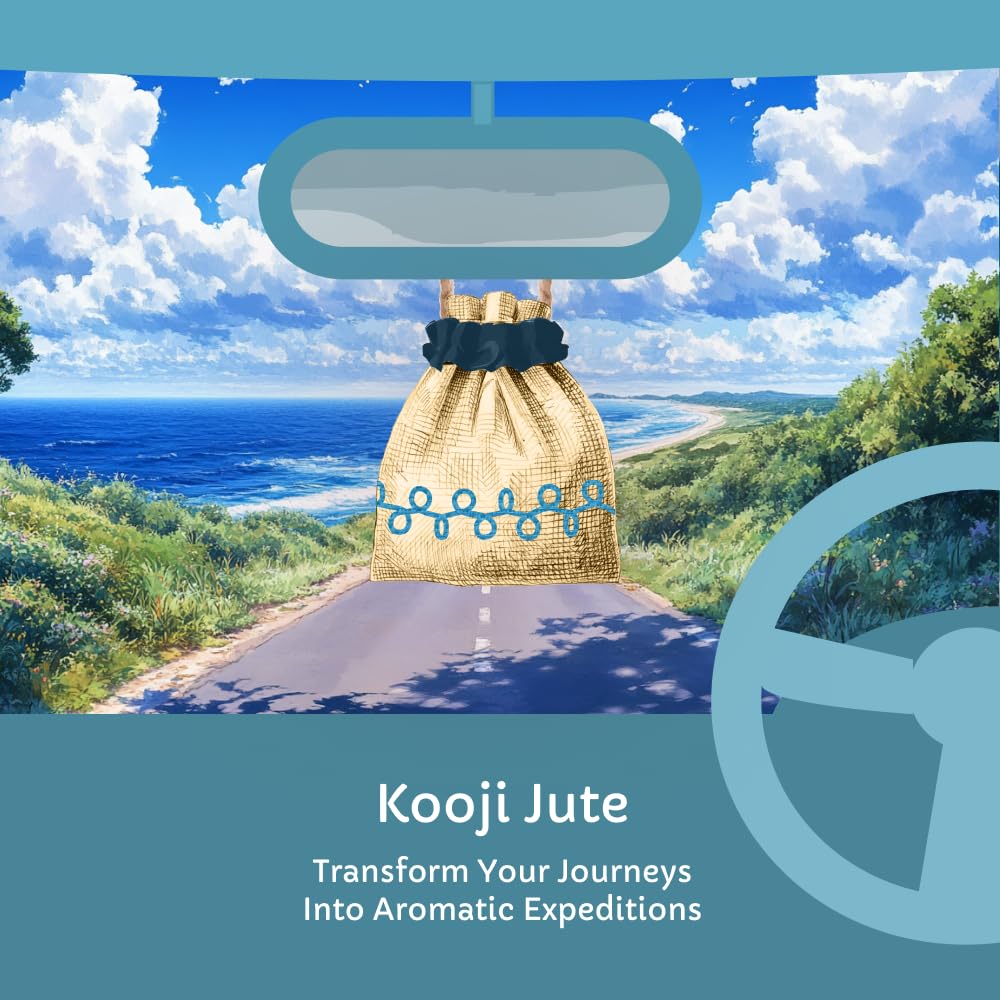 Kooji Jute - Car Perfumes - Aquatic Whispers | Premium Car Freshener with Natural & Vegan Ingredients - Long-Lasting Aroma for Car, Home, Office - Up to 45 Days