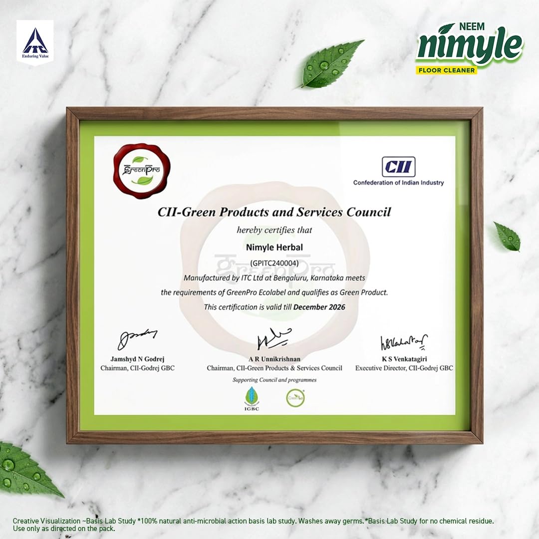 Nimyle Floor Cleaner Lemongrass 890ml|100% Natural Action|Power of Neem|99.9% Anti-Bacterial|Fresh Lemongrass Fragrance|Safe for Kids & Pets|Try Complete Range|