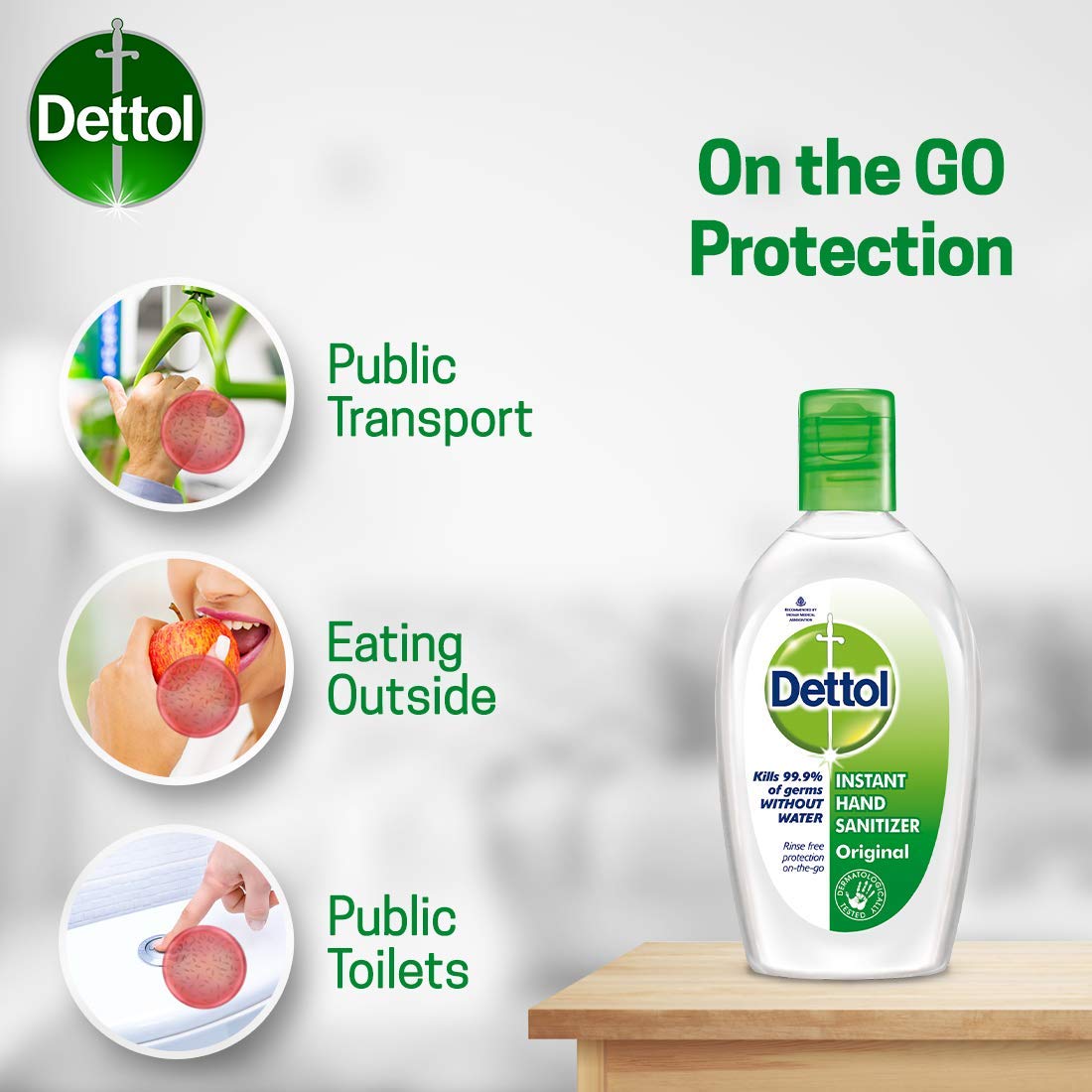Dettol Alcohol based Hand Sanitizer, Original, 50ml, Pack of 2 50ml - Original Pack of 2
