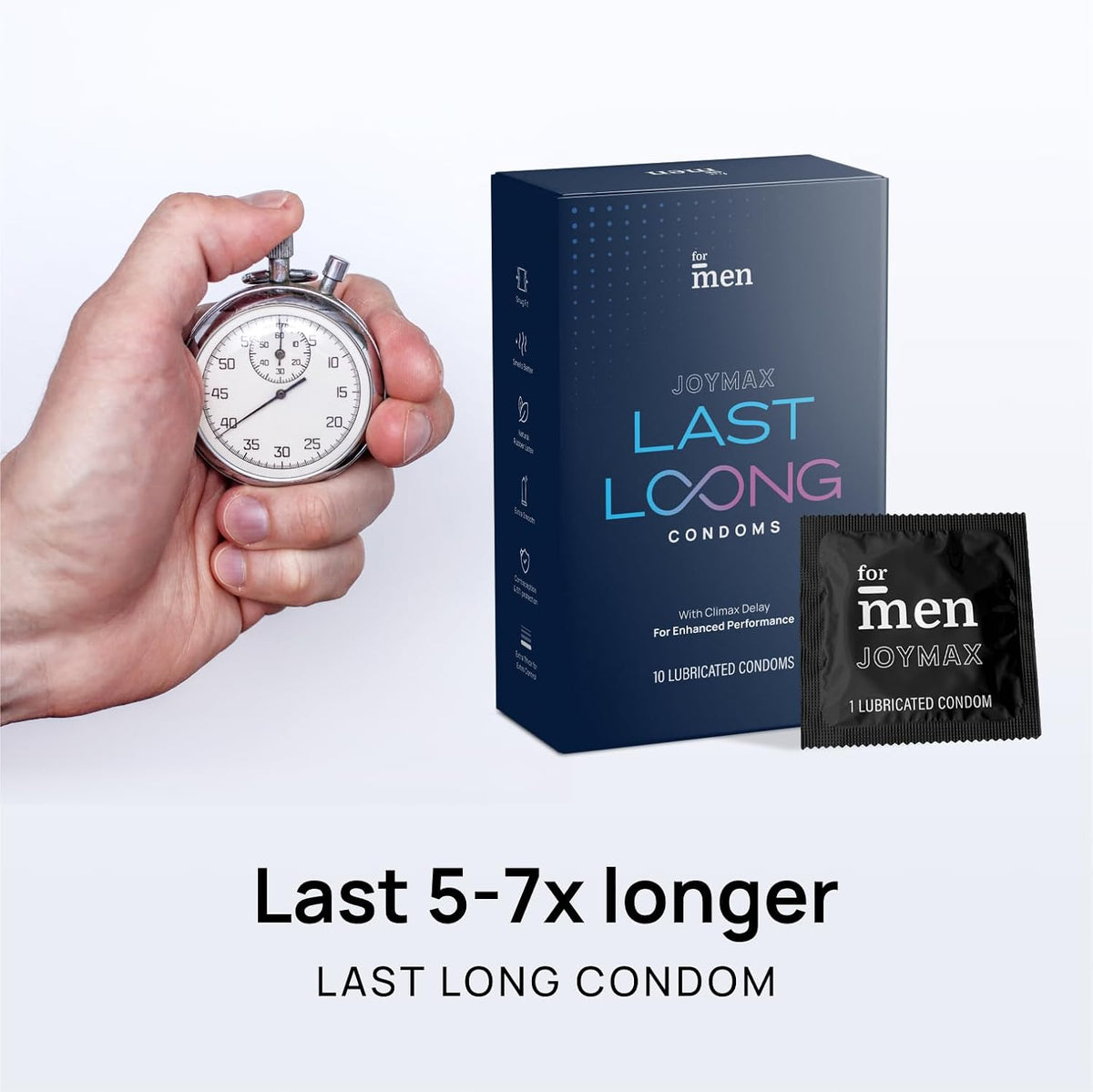 ForMen Last Long Condoms | Thick Delay Latex for Climax Control & Extended Performance | Smooth Comfortable Fit | 100% Electronically Tested | Long Lasting Cond