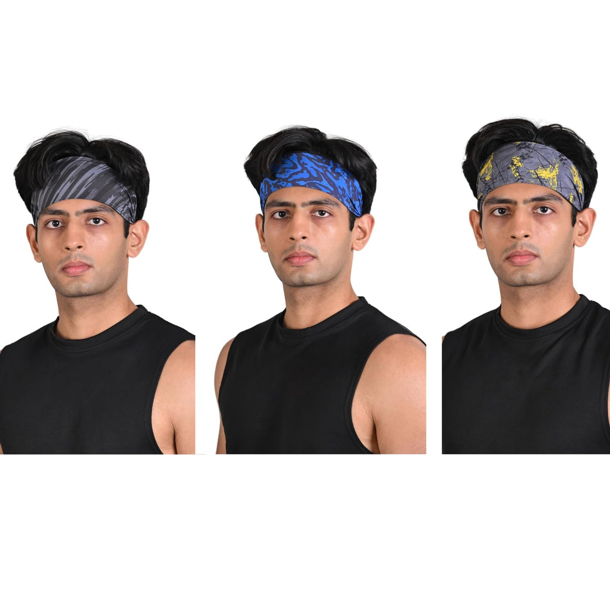 Running Headband for Men, Breathable Non-Slip Design for Running, Runs and Long Hair (Pack of 3)