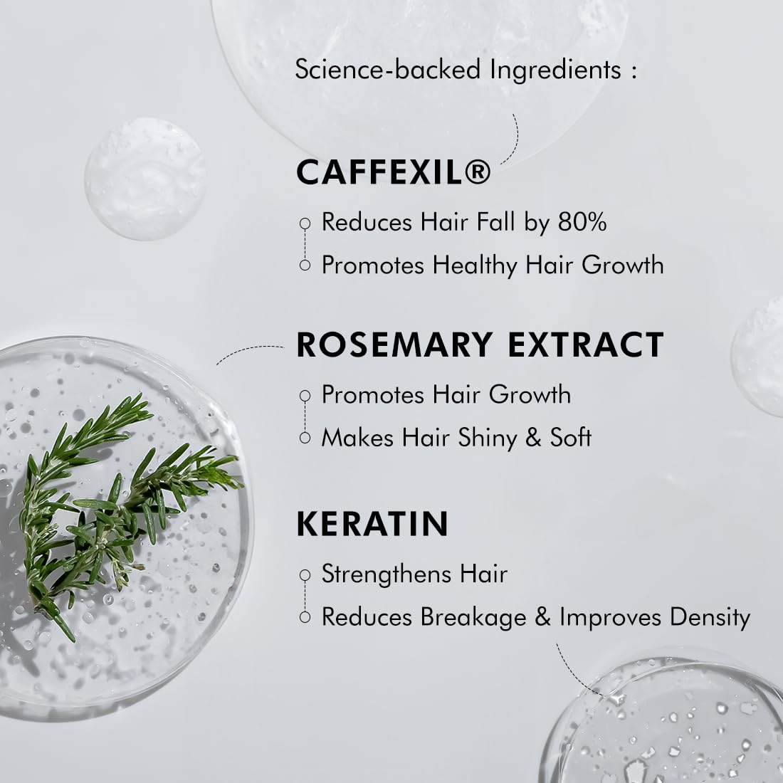 mCaffeine Caffexil Shampoo with Keratin, Biotin & Rosemary - 250 ML| Advanced 80% Hair Fall Control | Reduces Breakage & Thinning | Anti Dandruff Shampoo | Hair
