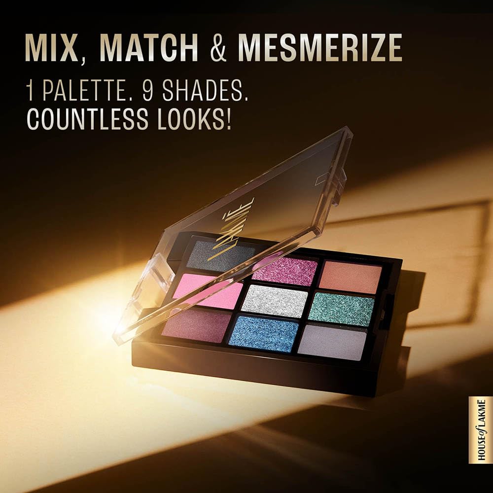 LAKME 9 in 1 Eyeshadow Palette, Blush Bloom, 11.7g, for Glamorous Eye Makeup, with One-Stroke Payoff & Blendable Formula, Matte Shimmer Metallic Shades, for Wom