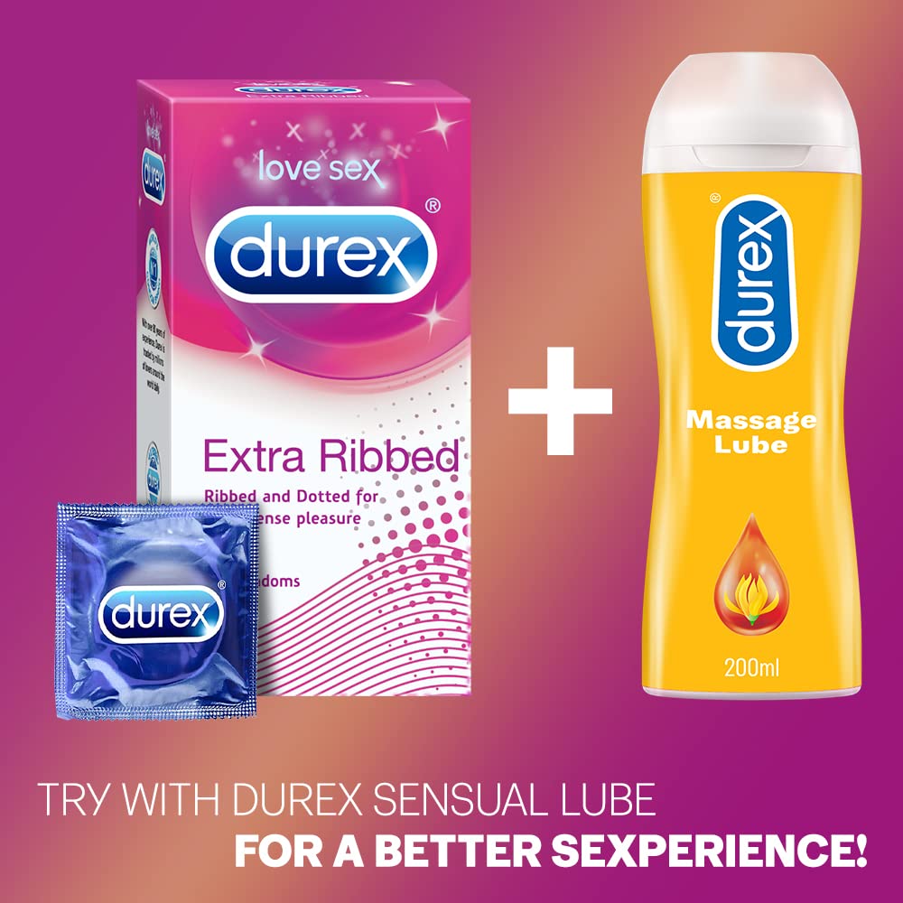 Durex Multi Pack Condoms for Men | Extra Time, Extra Dotted & Extra Ribbed | 10 Count (Pack of 4) Condoms Thin, Ribbed, Dotted & Extra time condoms